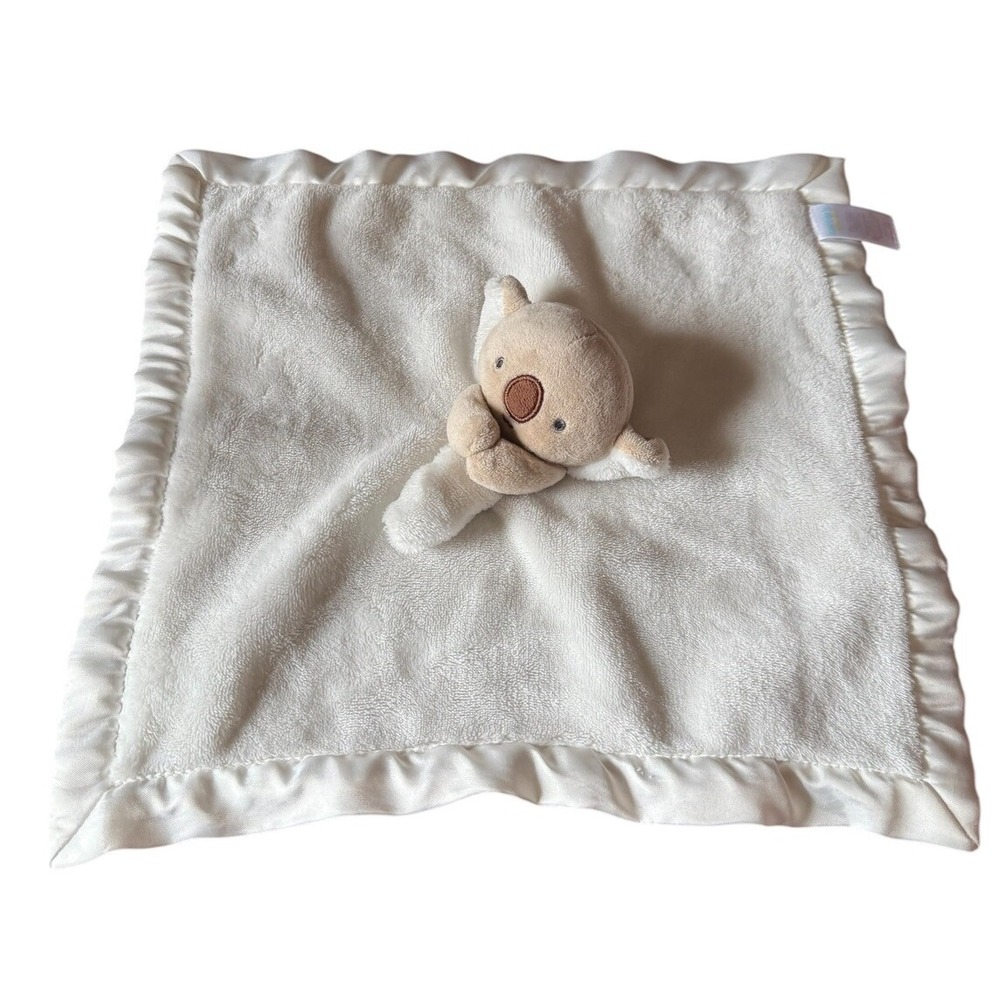 Carter's baby lovey off white brown bear 13 x 13 fleece satin trim & back - Picture 8 of 8